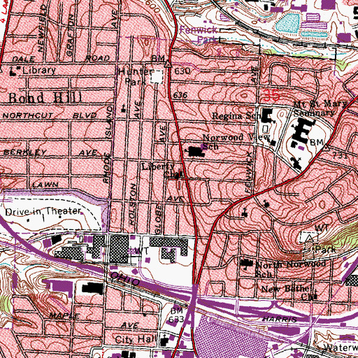 Topographic Map of Liberty Baptist Church, OH