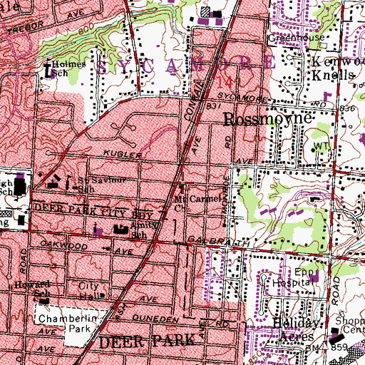Topographic Map of Mount Carmel Baptist Church, OH