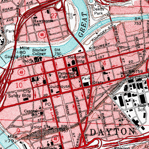 Topographic Map of Patterson Career Center, OH
