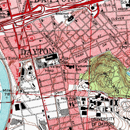 Topographic Map of Patterson/Kennedy Elementary International Heritage Academy, OH