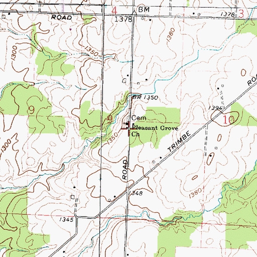 Topographic Map of Pleasant Grove Church, OH