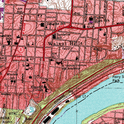 Topographic Map of Saint Ursula Convent and Academy, OH
