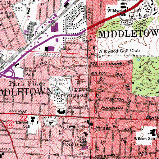 Topographic Map of Upper Arlington, OH