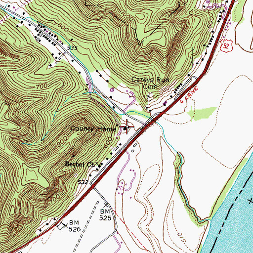 Topographic Map of Scioto County Home, OH