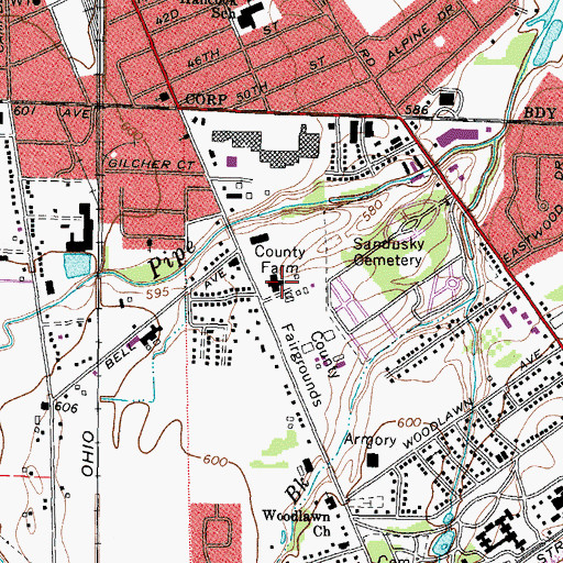Topographic Map of Erie County Farm, OH