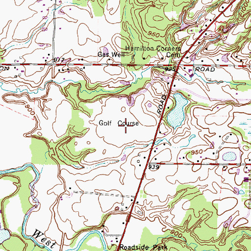 Topographic Map of Bunker Hill Golf Course, OH