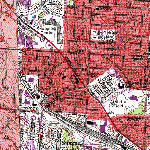 Topographic Map of Our Lady of Lourdes Church, OH