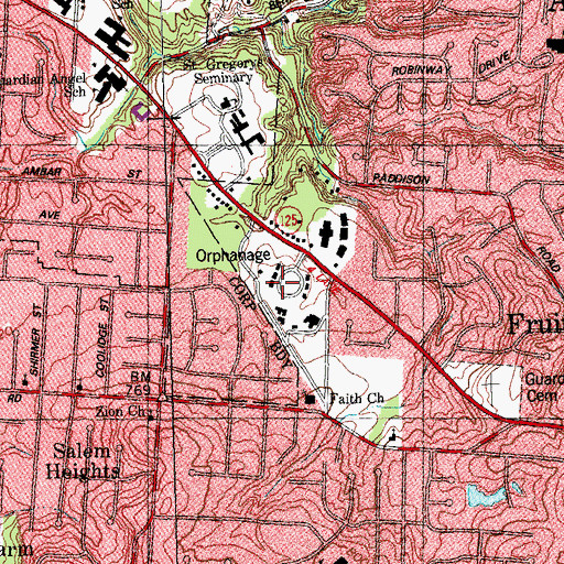 Topographic Map of Beech Acres Orphanage, OH