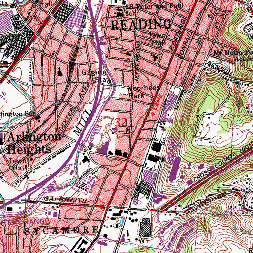 Topographic Map of First Southern Baptist Church of Reading, OH