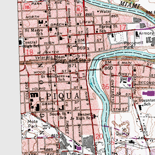 Topographic Map of First United Church of Christ, OH