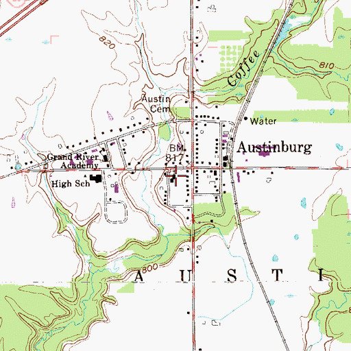 Topographic Map of Austinburg First United Church of Christ, OH