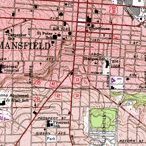 Topographic Map of Main Street United Methodist Church, OH