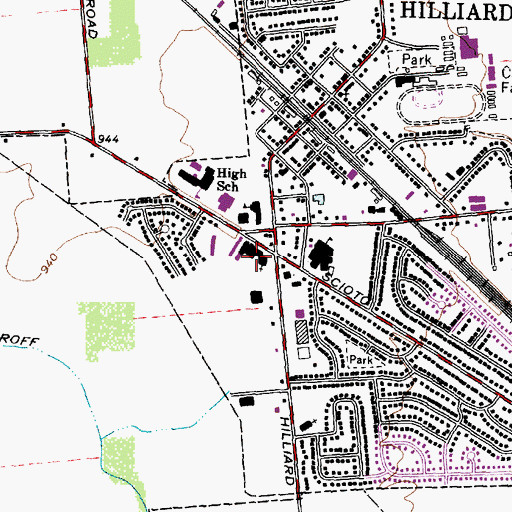 Topographic Map of Hilliard United Methodist Church, OH