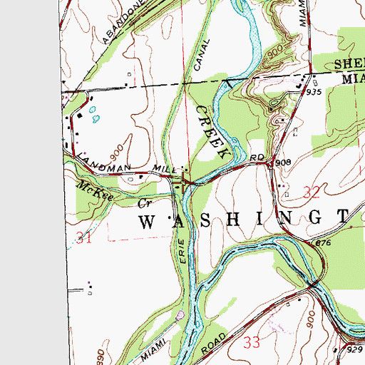 Topographic Map of Loramie Mill, OH