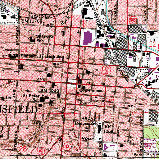 Topographic Map of First United Methodist Church, OH