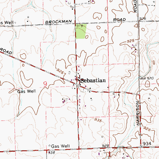 Topographic Map of Saint Sebastian Catholic Church, OH