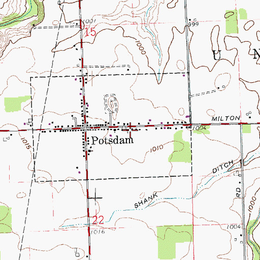 Topographic Map of Potsdam Missionary Church, OH