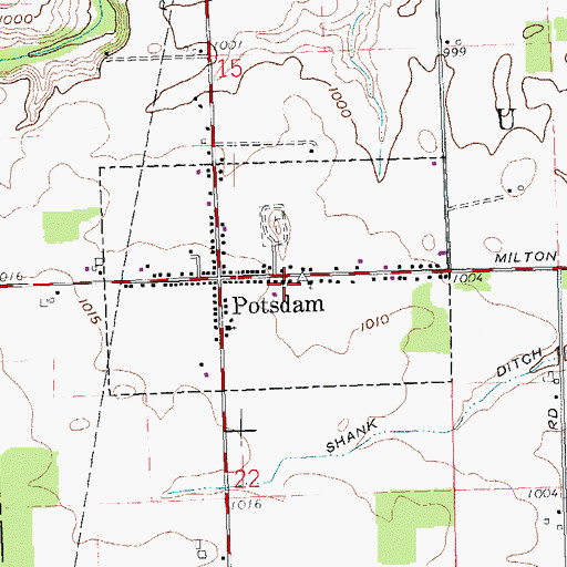 Topographic Map of Potsdam Church of the Brethren, OH
