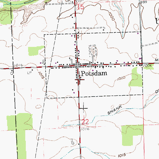 Topographic Map of Potsdam United Methodist Church, OH
