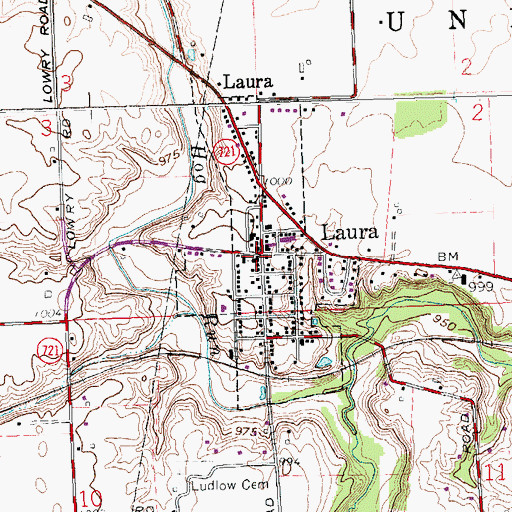 Topographic Map of Laura United Church of Christ, OH