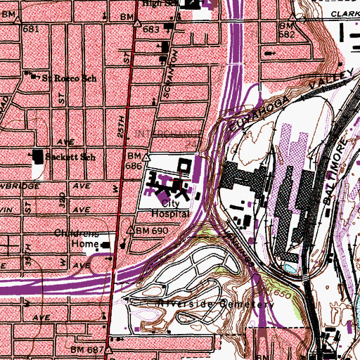Topographic Map of MetroHealth Medical Center, OH