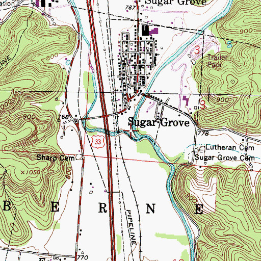 Topographic Map of Rush Creek, OH