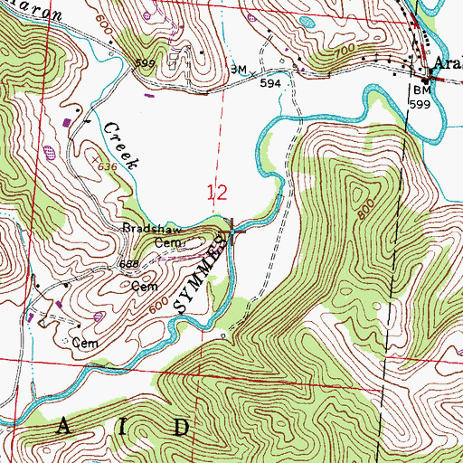 Topographic Map of Aaron Creek, OH