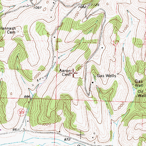 Topographic Map of Aaron Cemetery, OH