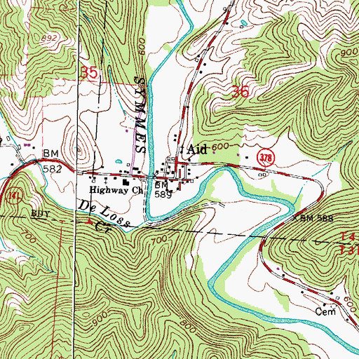 Topographic Map of Aid, OH