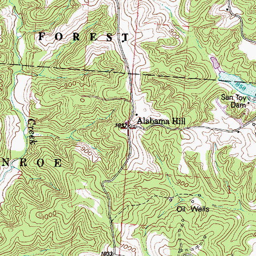 Topographic Map of Alabama Hill, OH