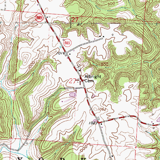 Topographic Map of Albright Cemetery, OH