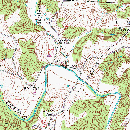 Topographic Map of Aldridge Run, OH