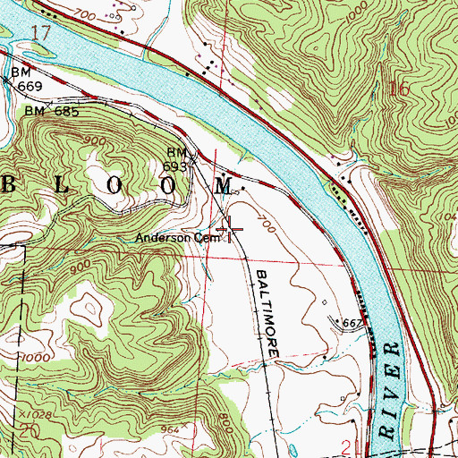 Topographic Map of Anderson Cemetery, OH