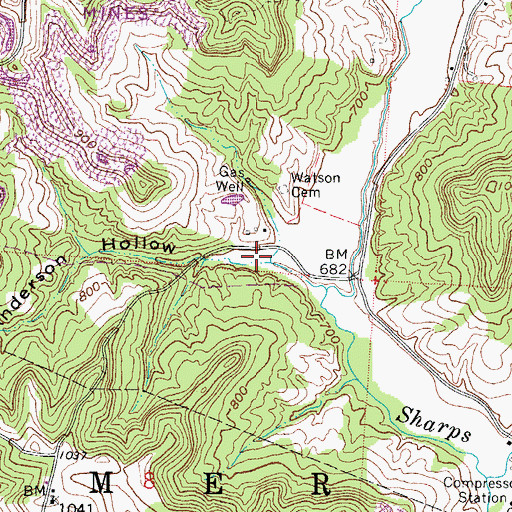 Topographic Map of Anderson Hollow, OH