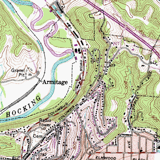 Topographic Map of Armitage, OH