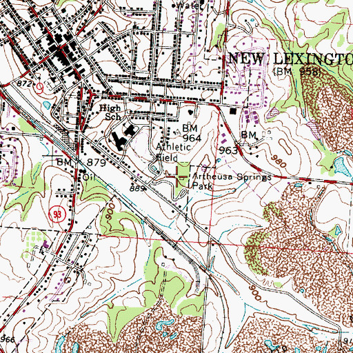 Topographic Map of Artheusa Springs Park, OH