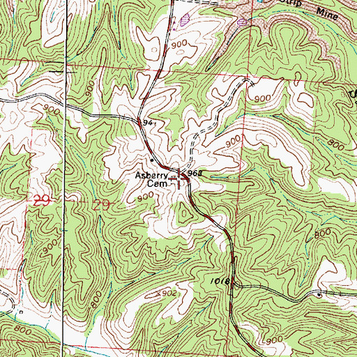 Topographic Map of Asberry Cemetery, OH