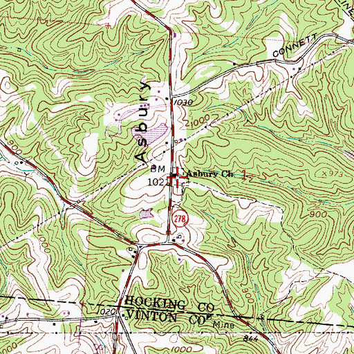 Topographic Map of Asbury Church, OH