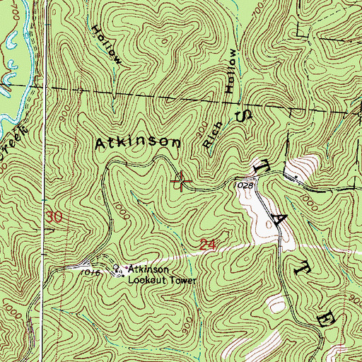 Topographic Map of Atkinson Ridge, OH