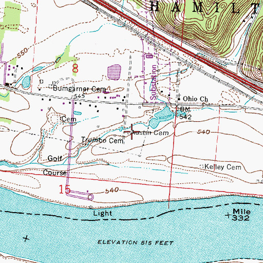 Topographic Map of Austin Cemetery, OH