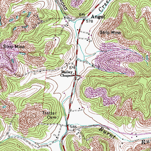 Topographic Map of Bailey Chapel, OH