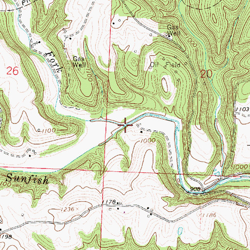 Topographic Map of Baker Fork, OH