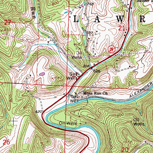 Topographic Map of Baker Run, OH