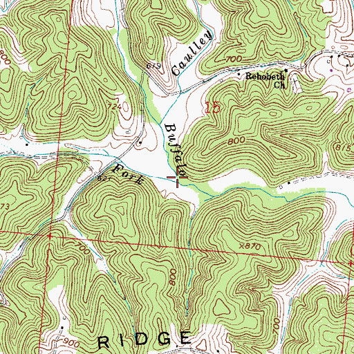 Topographic Map of Bakers Fork Buffalo Creek, OH