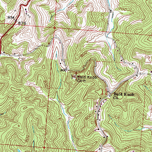 Topographic Map of Bald Knob Cemetery, OH