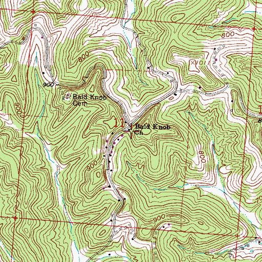 Topographic Map of Bald Knob Church, OH