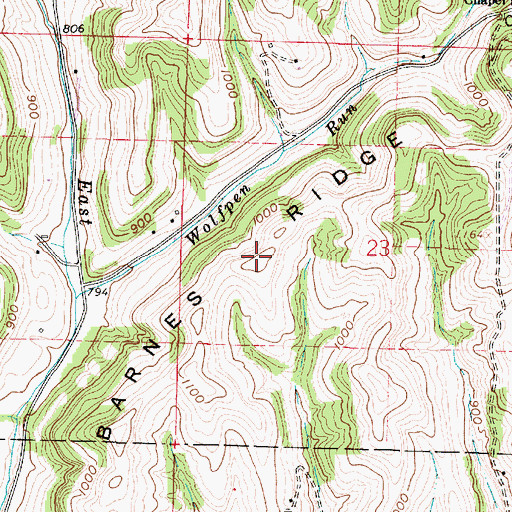 Topographic Map of Barnes Ridge, OH