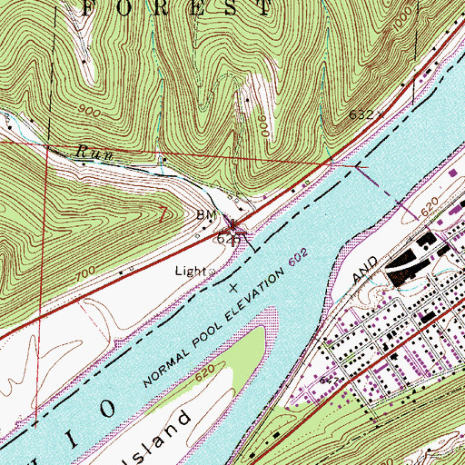 Topographic Map of Barnes Run, OH