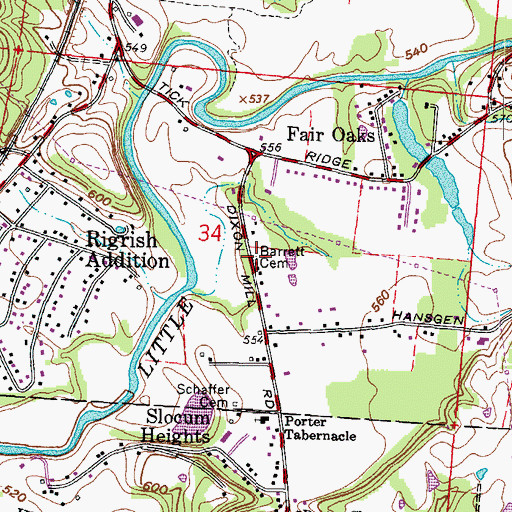 Topographic Map of Barrett Cemetery, OH
