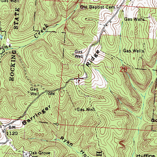 Topographic Map of Barringer Ridge, OH